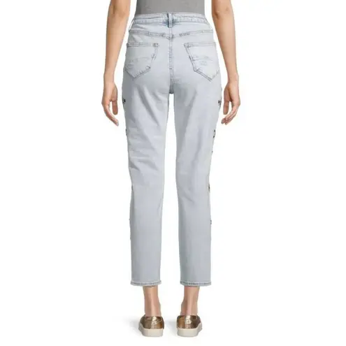 Driftwood Jeans Women’s Gizelle Geometric Embroidered Light Wash Ripped Ankle 29