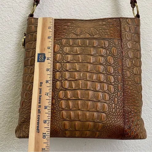 Brahmin Vintage  Pecan Toasted Almond  Embossed Croc Leather Shoulder Purse Bag