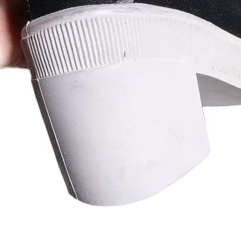 Vtg 1990s Limited Edition Black Canvas Bumper Toe Chunky Heel Sneakers Sz 10