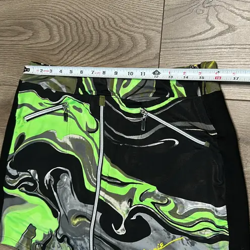 Jamie Sadock 17” Front Zip Golf Skirt Skort Green Black Swirl Size 12