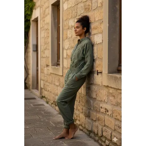 NWT Minimalist by Tamara Davydova Amelia in Olive Nylon Flight Suit Jumpsuit S Green