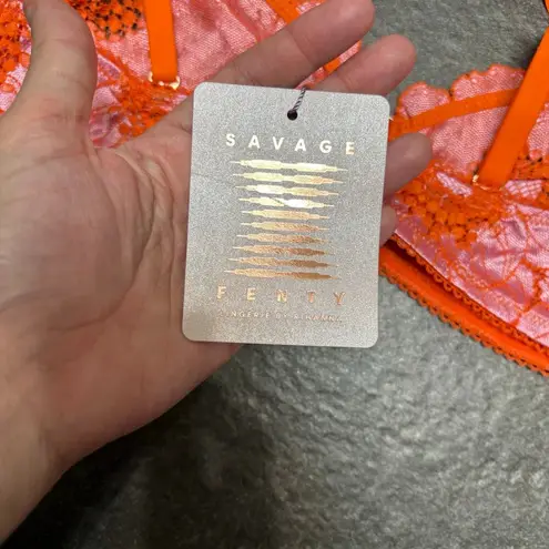 Savage X Fenty Perfect Poppies Lace Bralette Small Pink Orange Romantic Delicate