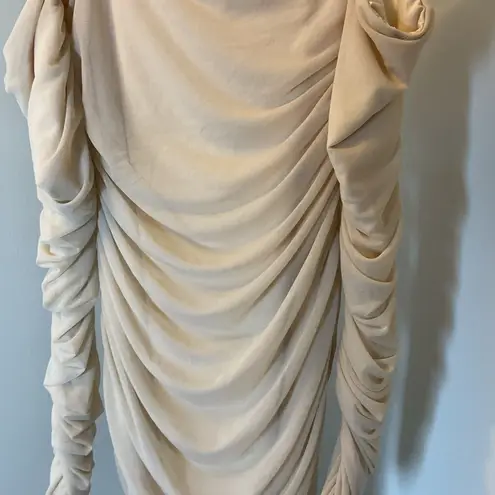Tic Toc 10. Elegant Cream Ruched Off the Shoulder Long Sleeve Dress Size Medium