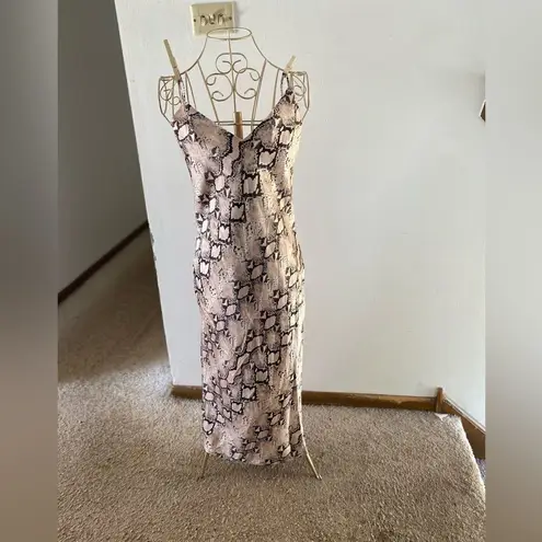 L'Agence NWT L’Agence Jodie pale pink snakeskin print 100% silk dress XS