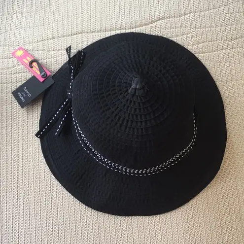 David & Young  Black Collapsible Hat white ribbon