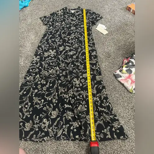 Norton Mcnaughton NWT Vintage black floral short sleeve Maxi dress L
