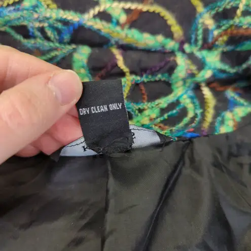 Vintage Kaktus Wearable Art Button Front‎ Jacket Maximalist Women's Size XL Black