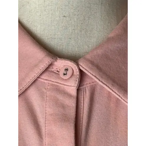 Tyler Boe Shirt Women Large Pink Knit Long Roll Tab Sleeve Button Down Preppy