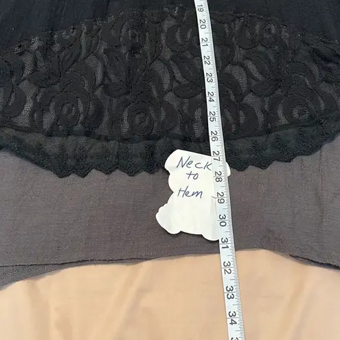 ctf international szS black&grey lace trim boho coverup w/pockets snap front GUC Black