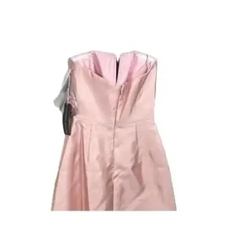 Alfred Sung NWT Strapless Notch Twill Satin Maxi Dress Pockets 6 Toasted Sugar