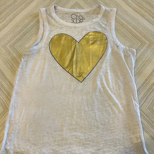 Chaser  Women’s Sheer White Tank Top with Metallic Gold Heart - Size S - Image 1