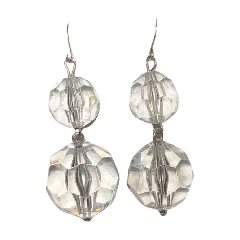 Statement Lucite Crystal Beads Earrings Necklace Choker Set Jewelry Ribbon Tie Black