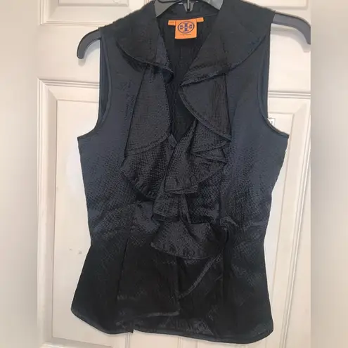 Tory Burch Ruffle silk brocade ruffle  top blouse boho classic formal summer $300