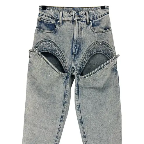 Y/PROJECT Cutout Rhinestone Skinny Blue Size 24