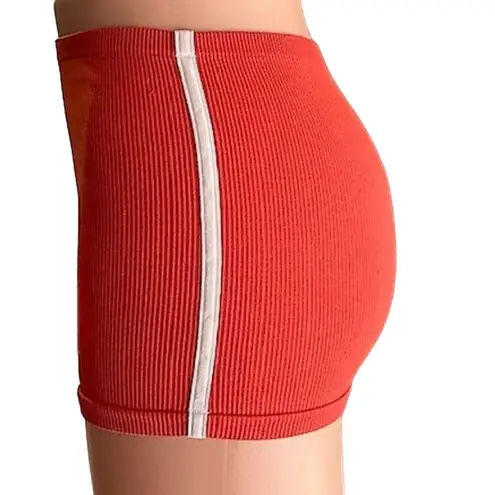 COLSIE Orange & White Ribbed Biker Shorts Stretchy Activewear ~ Women's LARGE