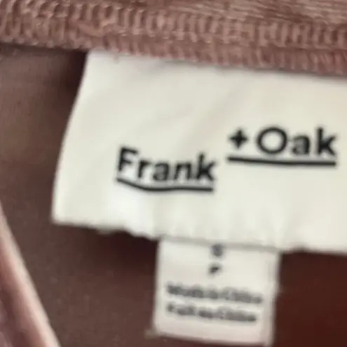 Frank + Oak Women's Pink Crushed Velvet Mock Neck Short Sleeve Top Size Small