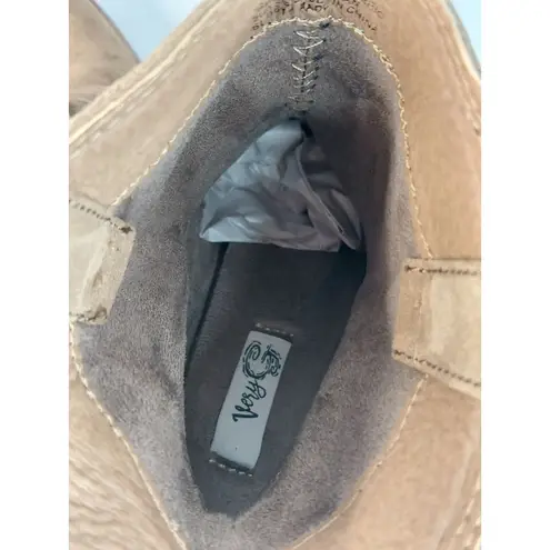 Very G Womens Western Suede Ankle Boots Size 8.5 Tan Block Heel