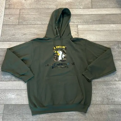 Hunter Green Military Hooded Sweatshirt Size Large