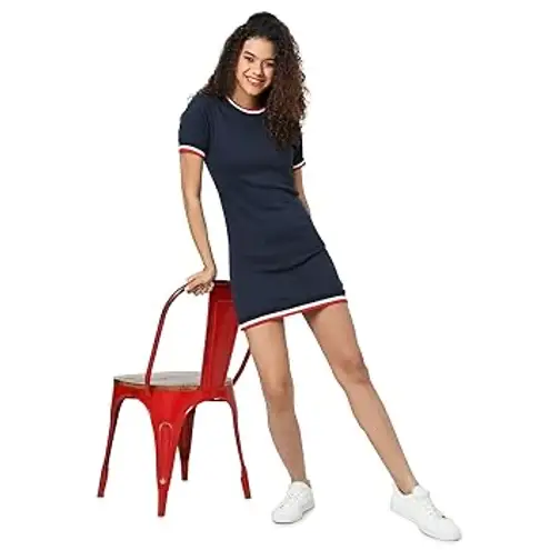 Gaze USA M Gaze Navy Blue Nautical Mini Dress with Red Accents Casual Streetwear