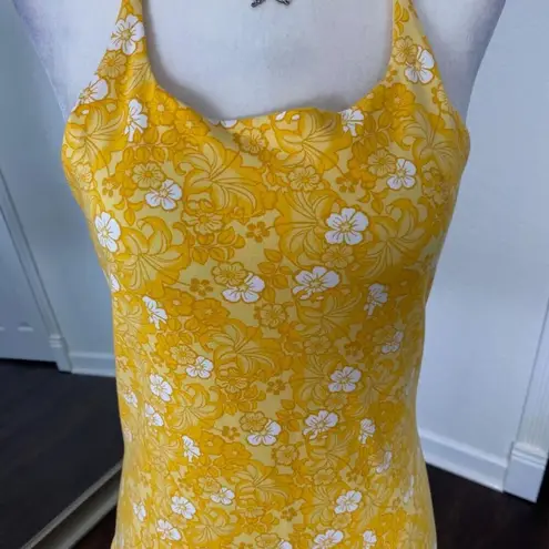 Arizona Jeans Arizona Y2K Yellow White Boho Hawaii Flower Halter Top Plus Size XL