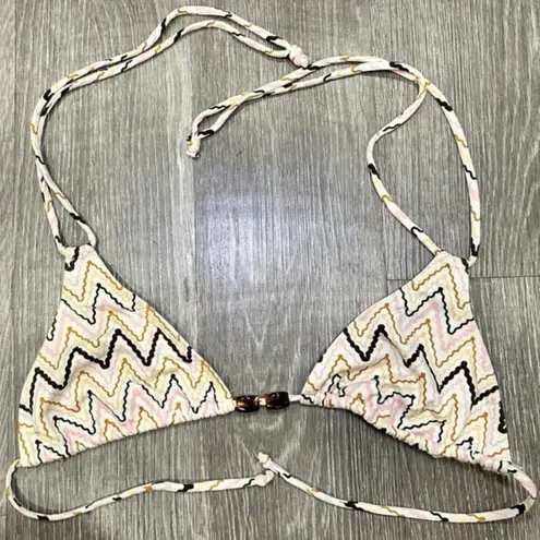 Eberjay Eberjey Pastel Pink, Brown & Orange Chevron Zig-Zag Striped Beaded String Bikini