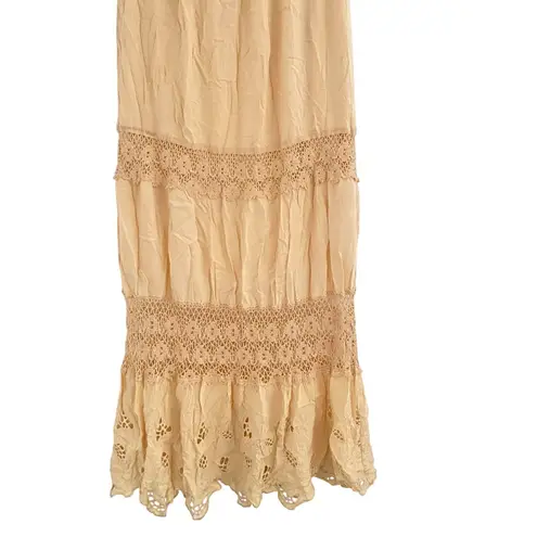 Solitaire by Ravi Khosla Boho Tiered Lace Maxi Skirt Bohemian Festival Country