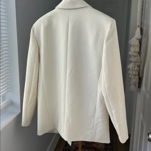 The Frankie Shop Corrin Grain de Poudre Ivory White Oversized Blazer Large $400
