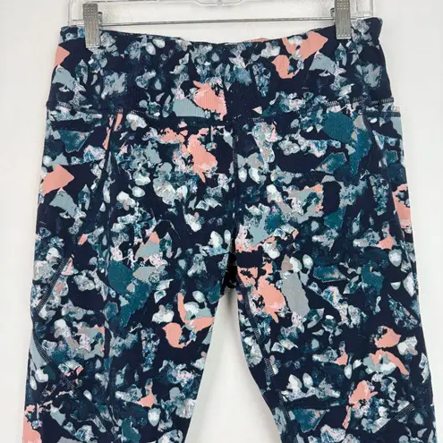 Sweaty Betty Power Full Length Leggings Abstract Floral Blue Size 12 EUC