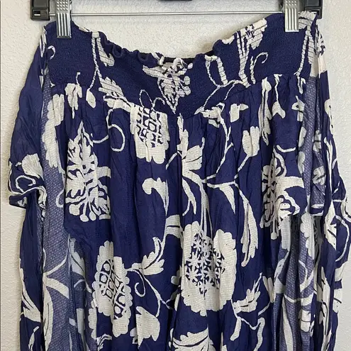 Anthropologie Blue Floral Casual Beach Wrap Pant Size Medium