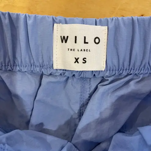 WILO THE LABEL Women's Light Blue Nylon Cargo Pants Drawstring Ankle Size XS