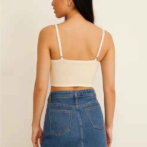 YornMona Embroidered Camisole + Frayed Denim Mini Skirt Bundle (XS/S) Tan