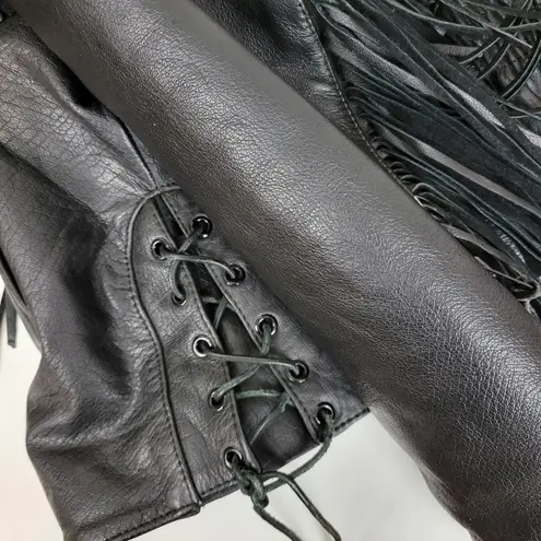 Daytona Joe Womens Moto Jacket Size XXL Black Purple Rose Zip Front Fringe