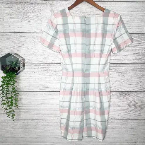 Plaid Short Sleeve Dress Pink