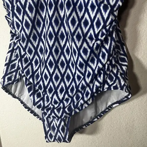 Coastal Blue  Bathing Swim Suit Size XL 16/18 Blue Ikat One Piece built in bra