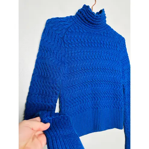 DREYDEN Cobalt Blue Knit 100% Merino Wool High Neck Dyer Sweater Size XS