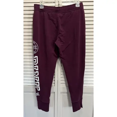 PINK Victorias Secret Jogger Sweatpants Elastic/Tie Burg Pockets Size L Logo Red Size L