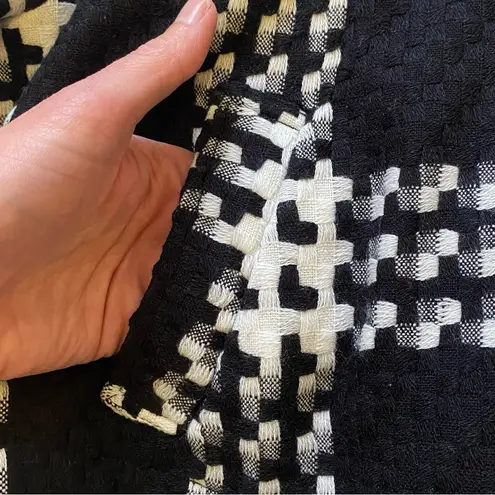 John Paul Richard Black & White Plaid Textured Cropped 3/4 Length Sleeve Jacket