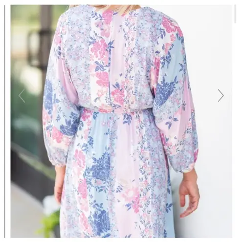 The Mint Julep Midi Dress Womens Medium Lavender Purple Floral Half Sleeve