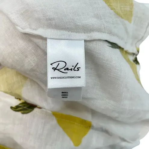 Rails Angelina Dress Mini Linen Citronnade Lemon Print White Yellow Size Small