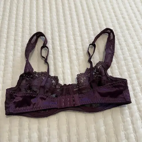 Vintage Victoria’s Secret Unlined Underwire Bra 36B Purple Lace Made In USA Size undefined
