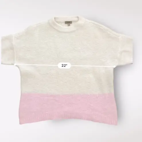 Lilla P Color blocked Wool Alpaca Crewneck Sweater Womens M/L Pink White Size M