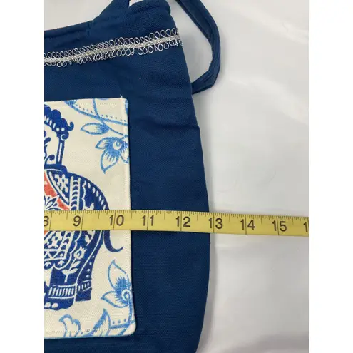 Handmade Indian Elephant Shoulder Bag | Small Tote Bag Blue