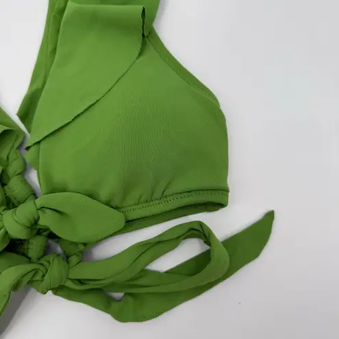 Robin Piccone Ava Bikini Top Size Small NEW Ruffle Tie Swim Green Classic NWOT