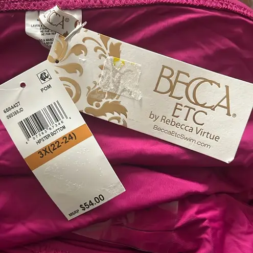 Becca Ruched Hipster Bottom Swimsuit in Purple, Plus Size 3X (22-24) NEW w/Tag