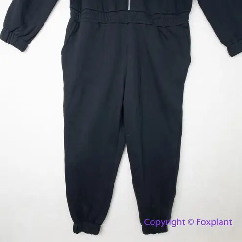 Eloquii New! black fleece zipped front elastic waist jumpsuit, size 18