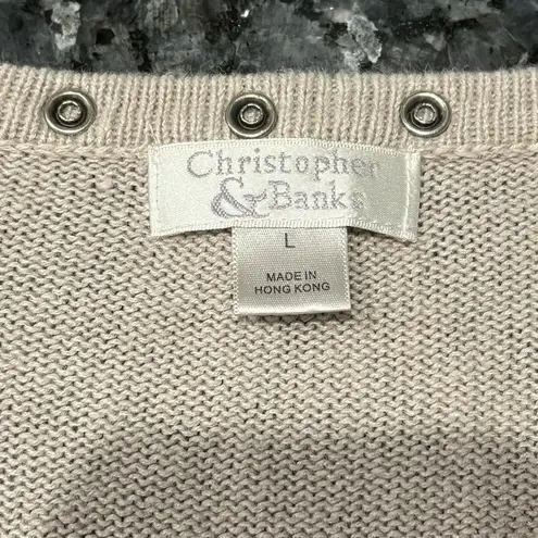 Christopher & Banks Cream Sweater with Snap Detail Women's Large