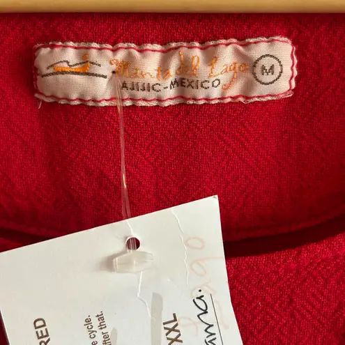 NWT Manta Del Lago Womens Midi Dress Red Sz Medium Pointed Hem Cottagecore