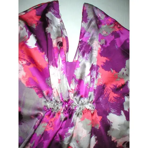 New Womens NWT $68 Satin H Halston Caftan Night Gown S M Cover Up Purple Orange Size M