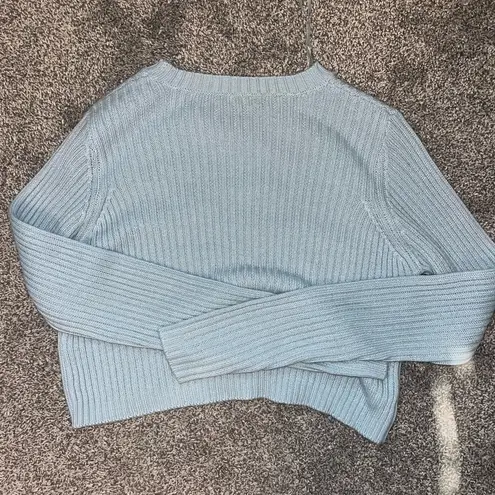 Uk2la Blue Crew Neck Sweater with Ribbed Texture