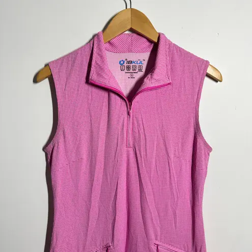 IBKul Dress Women M Pink Gingham 1/4 Zip Pocket Pickleball Tennis Active Sport Size M